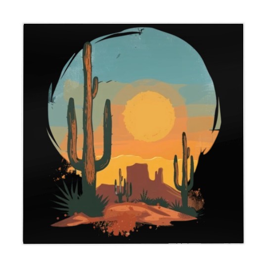 Sunset Cactus Landscape Serenity Scene Mahjong Mats