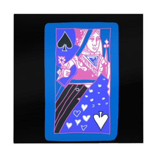 Blue Queen Of Spades Playing Card Mahjong Mats