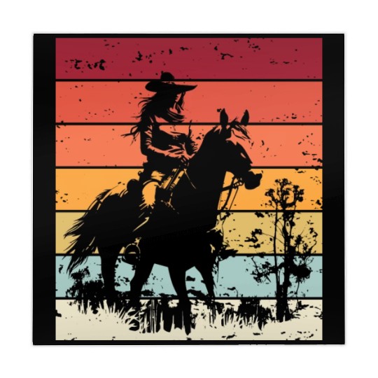 Cowgirl and Horse Vintage Sunset Mahjong Mats