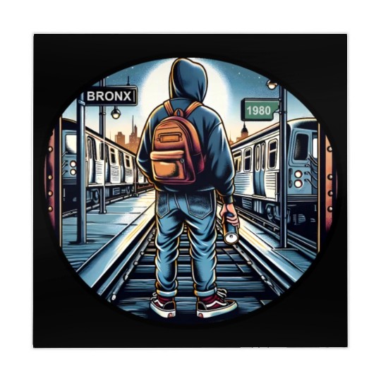 AI Teen in Outdoor Subway Yard - Circle Border Mahjong Mats