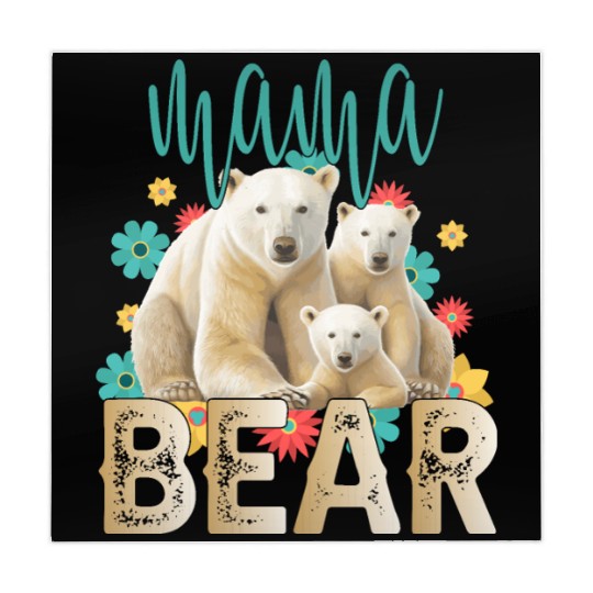 Mama Bear Gift Rose Flowers Mama Bear with 2 Cubs Mahjong Mats