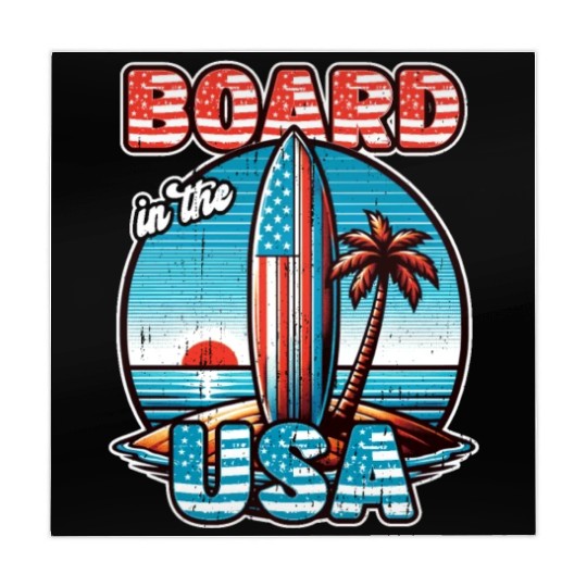 Board in the USA Patriotic Summer Surfboard Mahjong Mats