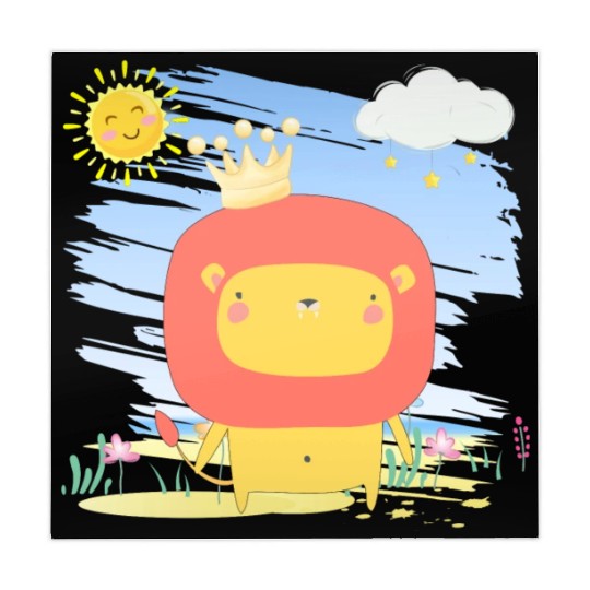 Kawaii Lion King Using Crown Adorable Cartoon Mahjong Mats