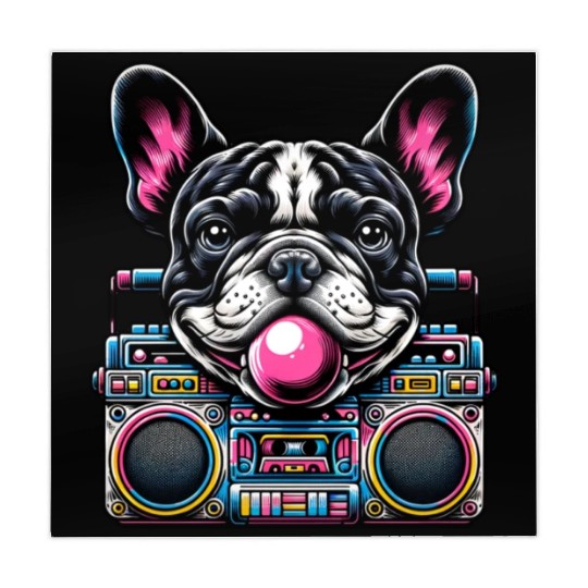 Frenchie Beats: French Bulldog with Music Boom Box Mahjong Mats