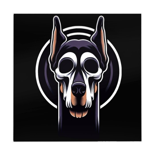 Neon Doberman Skull Edge Mahjong Mats