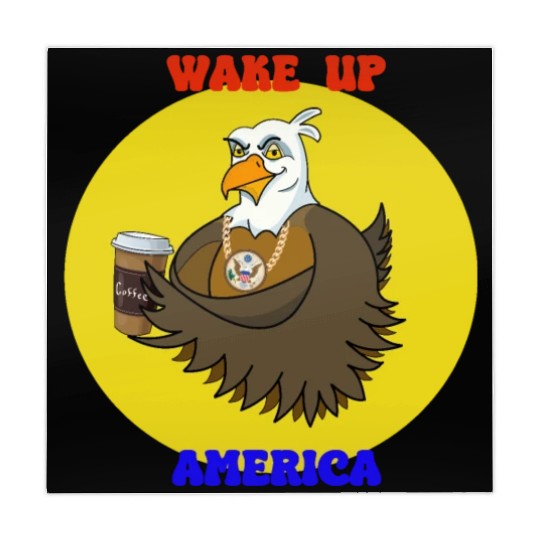 Wake Up America - Bald Eagle Drinking Coffee Mahjong Mats