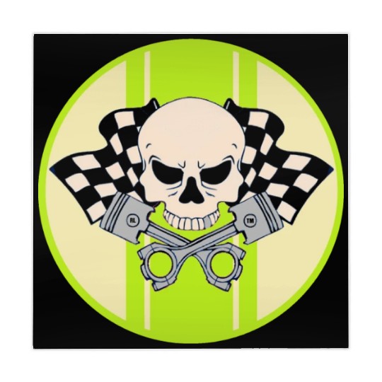 Light green racing stripe with skull and pistons Mahjong Mats