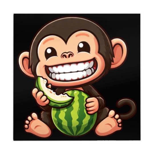 Monkey chimpanzee melon watermelon honeydew melon Mahjong Mats