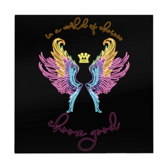 Neon angel wings with a crown Mahjong Mats