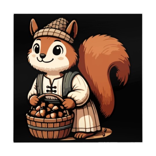 Autumn Forager: Squirrel with Acorns Mahjong Mats