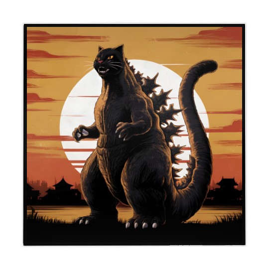 Catzilla Cat Japanese Art Funny Cat Gifts Mahjong Mats