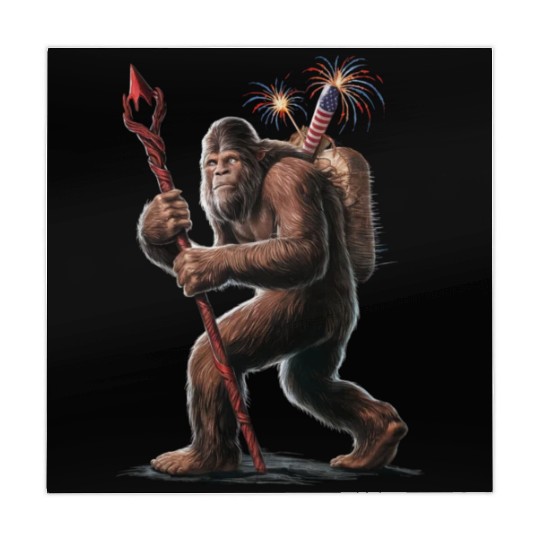 Bigfoot Fireworks 4th of July Usa Flag Sasquatch Mahjong Mats