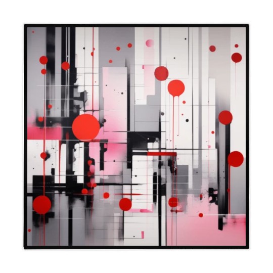 Red Black Light Pink and Gray Dots and Lines Mahjong Mats