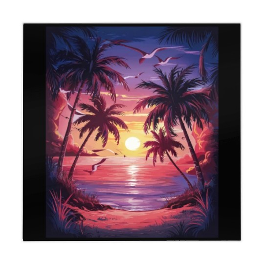 summer beach "Tropical Twilight Serenity" Mahjong Mats