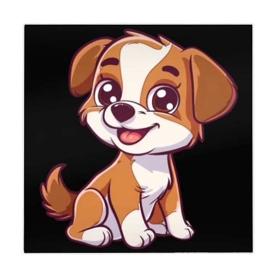 Adorable Brown and White Puppy Smiling Mahjong Mats