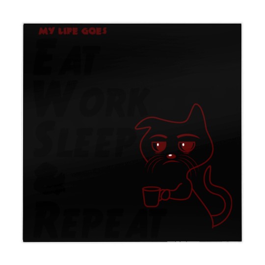 Eat Work Sleep & Repeat with a Tired Cat Mahjong Mats
