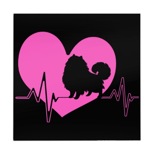 Puppy Dog Heartbeat Cute Pomeranian Silhouette Mahjong Mats