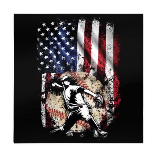 Patriotic American Flag Baseball Pitcher Mahjong Mats