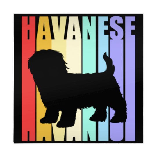 Colorful Dog Silhouette Retro Vintage Havanese Mahjong Mats