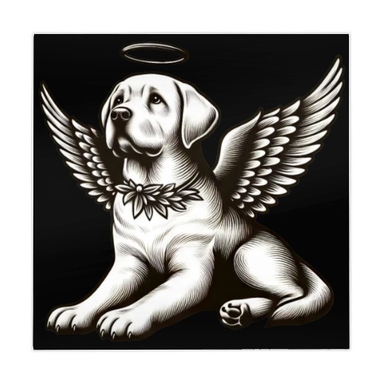 Labrador angel wings black white halo Mahjong Mats