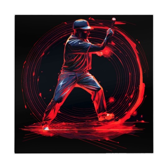 Baseball Pitcher in Red Neon, Pop Art Mahjong Mats