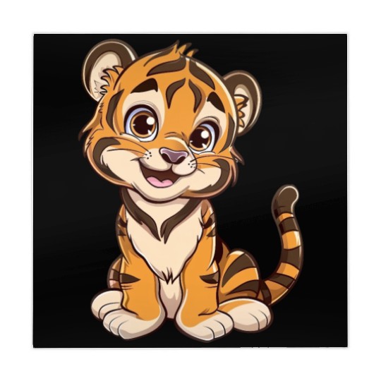 Adorable Smiling Tiger Cub Mahjong Mats