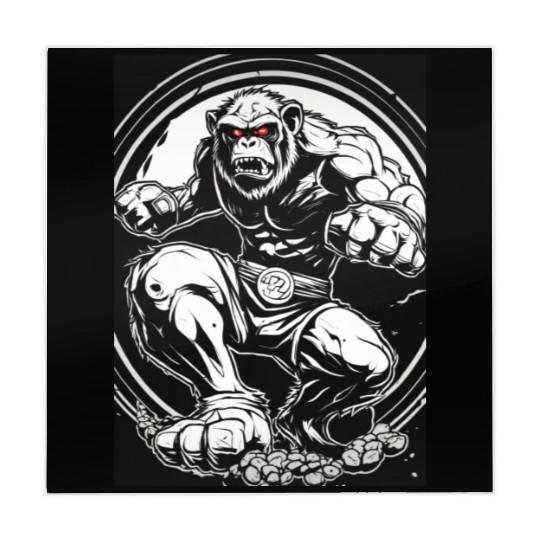 Zombie ape street fighter black and white circle l Mahjong Mats