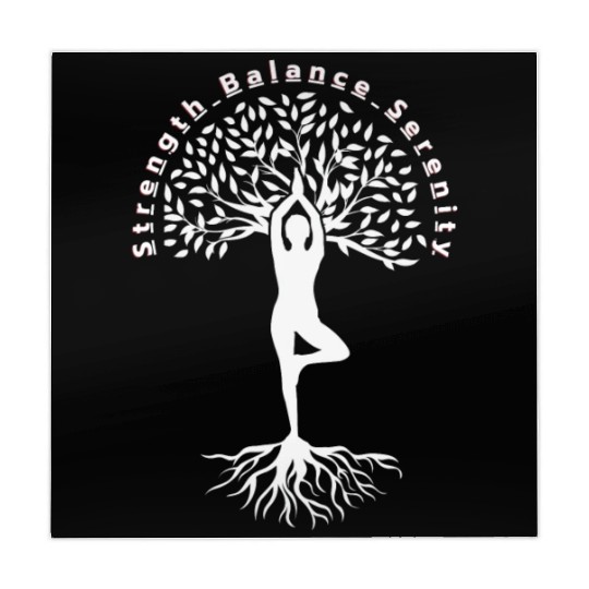 Strength Balance Serenity Yoga Tree Pose Art Print Mahjong Mats