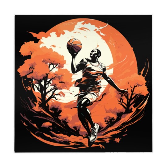 Basketball Player Training Against the Sunset Mahjong Mats