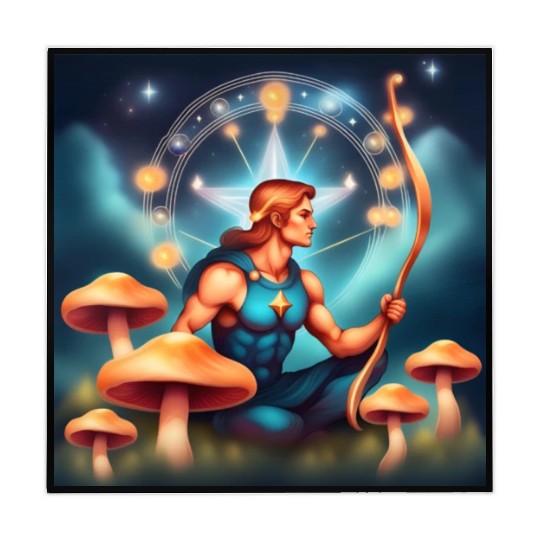 Sagittarius zodiac sign with mushrooms Mahjong Mats