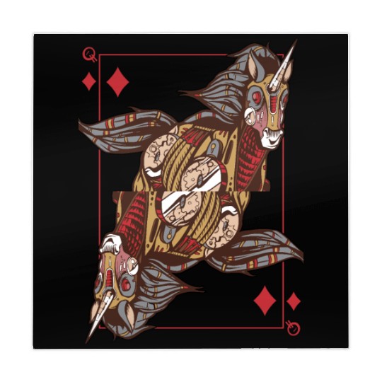 Unicorn steampunk card game Queen of Diamonds Poke Mahjong Mats