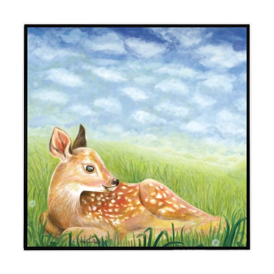 Cute Little Fawn in the Grass Illustration Mahjong Mats