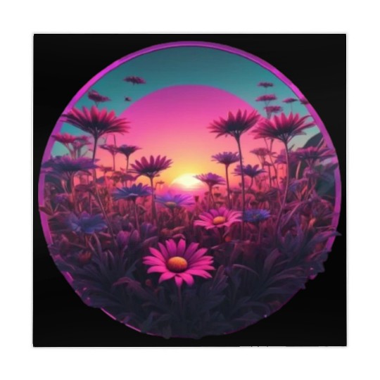 Synthwave Wild Flower Design Mahjong Mats