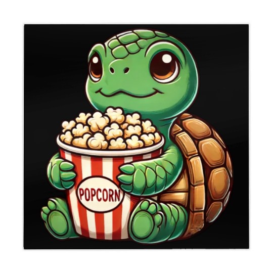 Cute turtle popcorn movies cinema fun Mahjong Mats