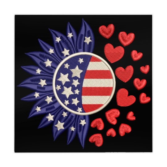 American Sunflower Hearts Embrodery Effect Mahjong Mats