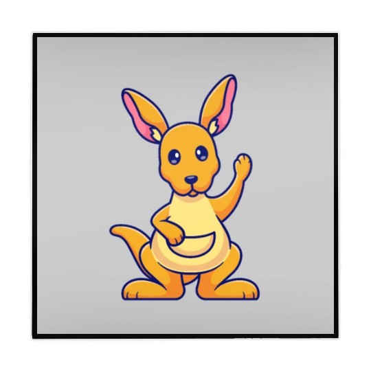 Cute Kangaroo Waving Hand: Cartoon Vector Icon Ill Mahjong Mats