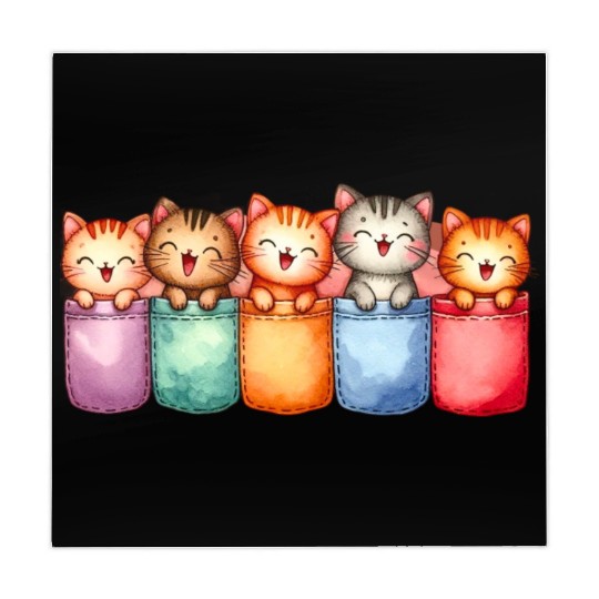 Kittens in colorful pockets Mahjong Mats