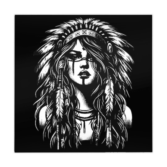 Dark Art Skull Indian Apache Girl Vintage Grunge Mahjong Mats
