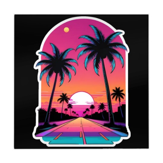 Miami Road into the Sunset 80s Synthwave Retro Mahjong Mats