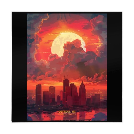 Sunset in Detroit Michigan Mahjong Mats