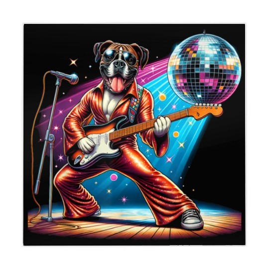 Disco Guitar Boxer dog Mahjong Mats
