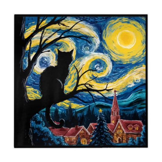 Starry Night Cat Art Premium Mahjong Mats