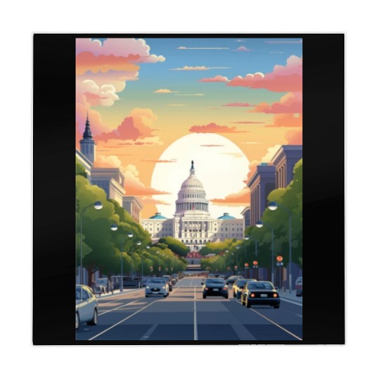 Sunset in US Capitol Washington DC Mahjong Mats