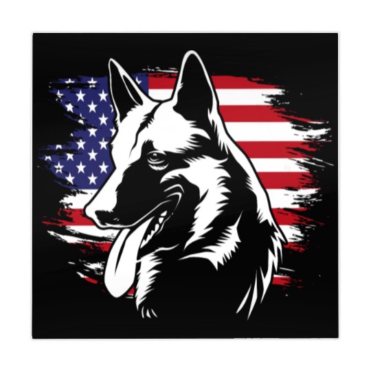 US Flag Dog Face 4th Of July Belgian Malinois Mahjong Mats