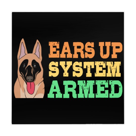Retro Dog Ears Up System Armed Belgian Malinois Mahjong Mats