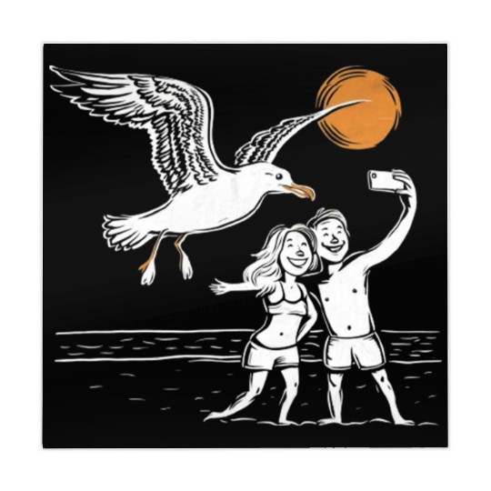 Seagull Surprise: The Ultimate Beach Photobomb Mahjong Mats