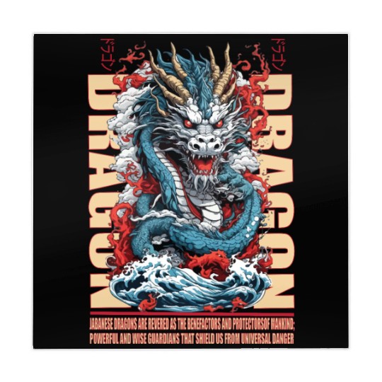 Japanese dragon on waves Mahjong Mats