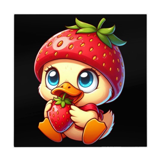 Cute Duck with Strawberry Fruity Quirky Fruit Mahjong Mats