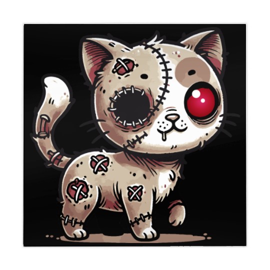 scary zombie kawaii cat for halloween fun Mahjong Mats