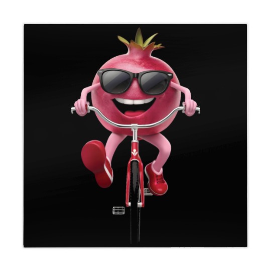 Pomegranate Cycling On Bike Realistic Mahjong Mats